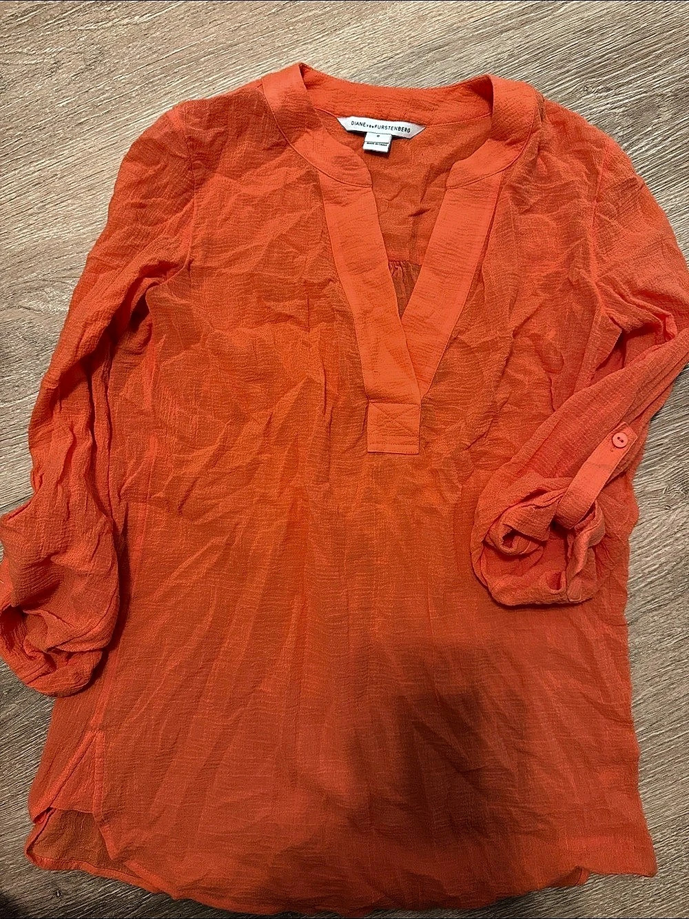 Diane von Furstenberg Orange Blouse Like New